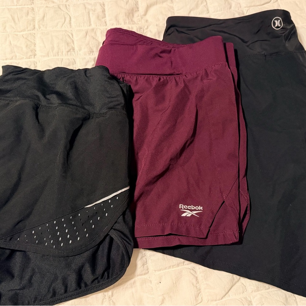 Lot 3 Women’s Athletic Shorts XL Reebok Champion Hurley Bundle